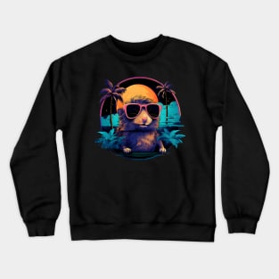 Retro Wave Gerbil Good Vibes Crewneck Sweatshirt